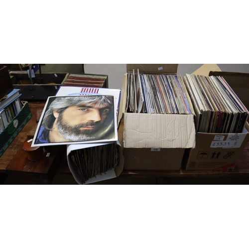 119 - Three boxes of vinyl LPs and rpm 45s, to include; Alexander O'Neal, Kenny Rogers, Barry Manilow, Joh... 