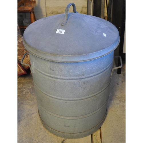 529 - Metal lidded two handled dustbin.
(B.P. 21% + VAT)