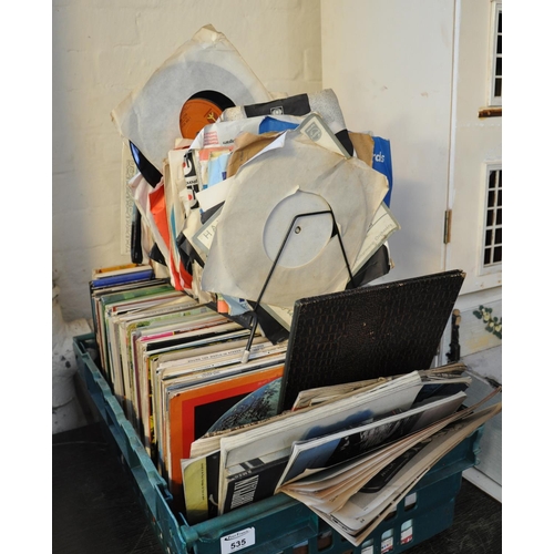 535 - Collection of vinyl LPs and rpm 45s to include; classical, 'Round the World in stereo', dance music ... 