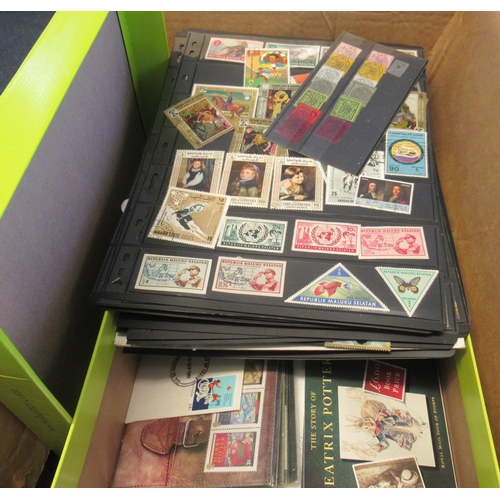 77 - Box of all world stamps on and off paper and further selection on stockpages and two stock books and... 