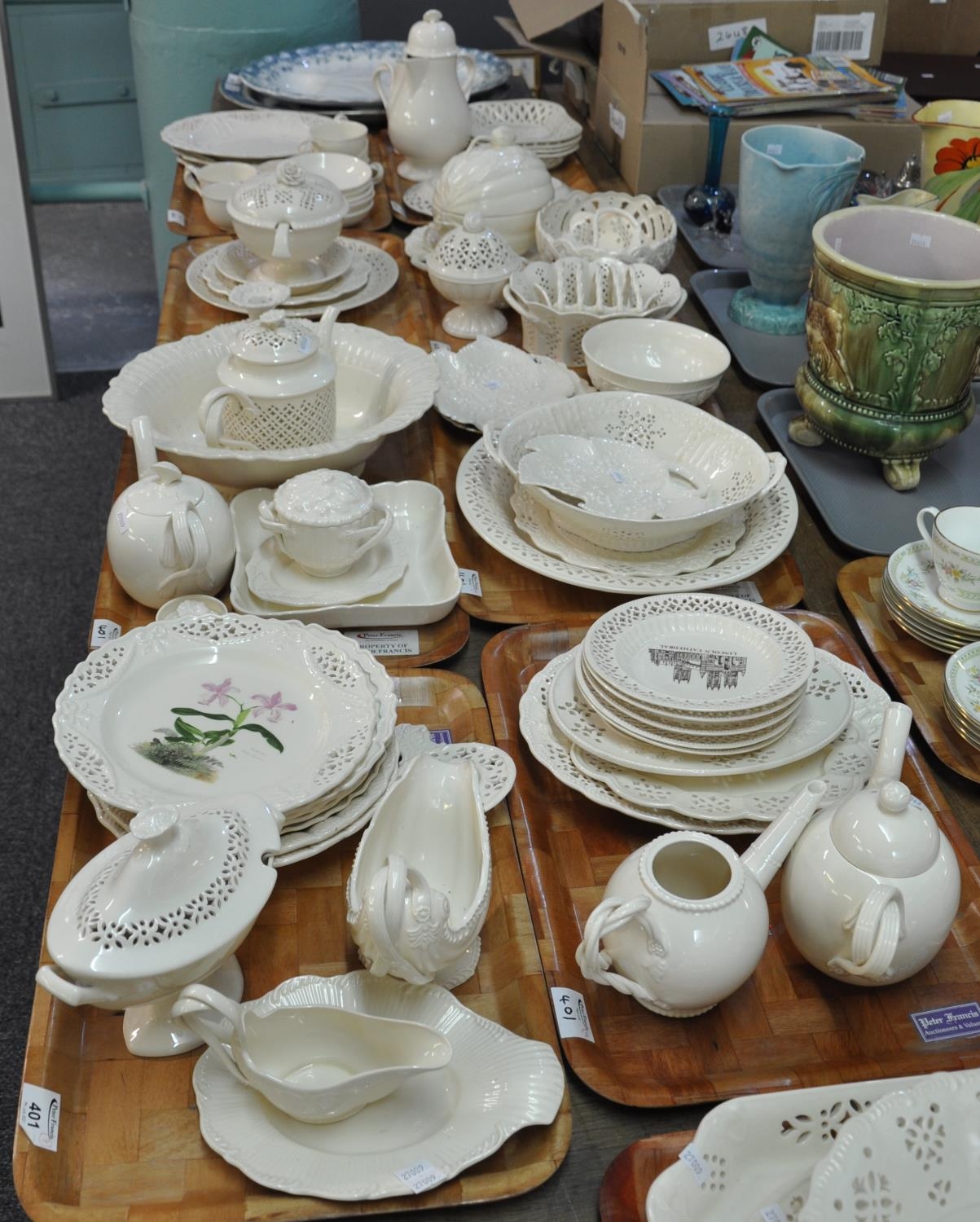 Nine trays of Royal Creamware, a mixture of 