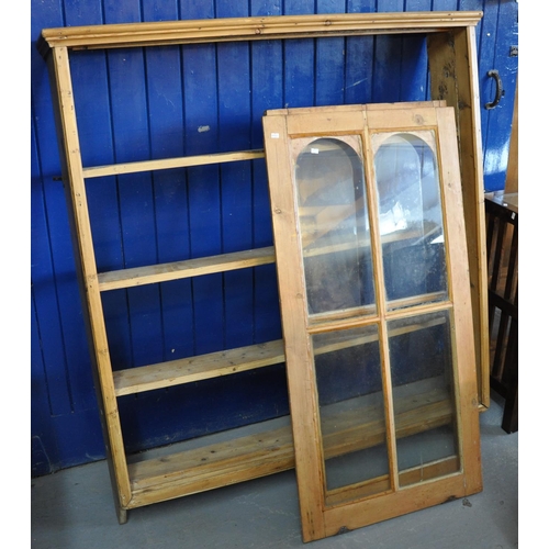 567 - Late 19th/early 20th Century pine dresser rack with sliding glass doors. 
(B.P. 21% + VAT)