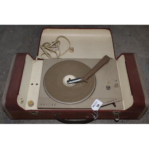 94 - Vintage Philips stereo portable record player.
(B.P. 21% + VAT)