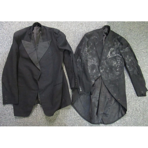 100 - Box of early 20th/late 19th Century men's clothing to include; black woollen blazer with satin linin... 