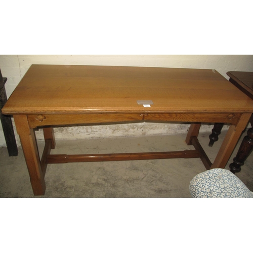 594 - Victorian gothic style ecclesiastical refectory type table with presentation plaque. 153 x 66 x 79cm... 