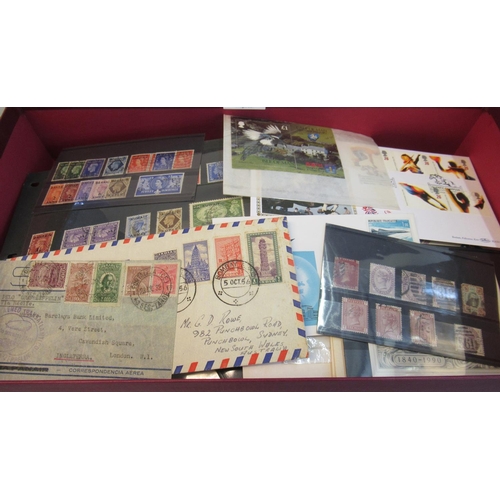 68 - Box with all world selection of stamps on cards and in packets  and covers and first day covers.
(B.... 