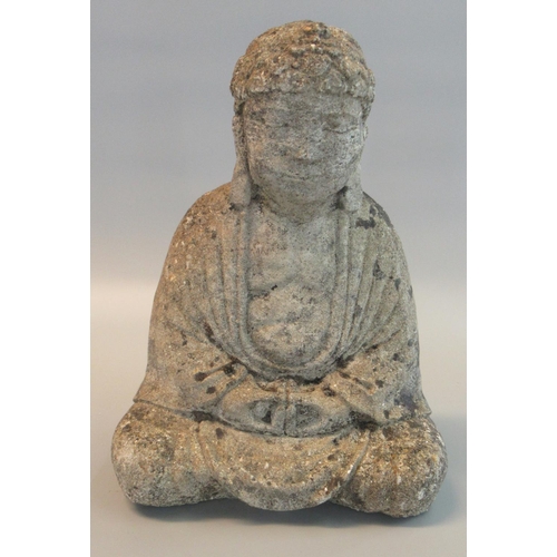 84 - Composition stone garden figure of a Buddha, 32cm high approx. 
(B.P. 21% + VAT)