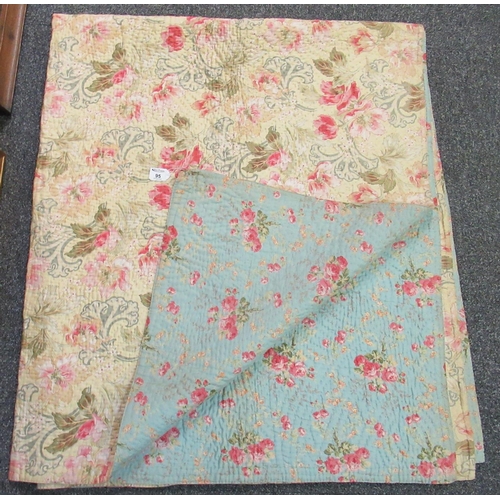 95 - Late 19th/early 20th Century floral design cotton quilt with different floral patterns to each side.... 