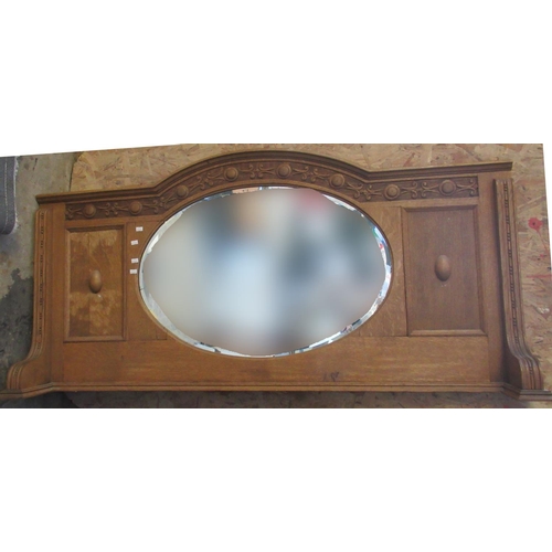 620 - Early 20th Century carved oak bevel plate over mantel mirror.
(B.P. 21% + VAT)