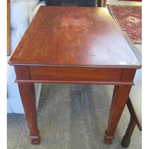 621 - Late 19th/early 20th Century pitch pine table on square tapering legs. Provenance Bethesda chapel, A... 