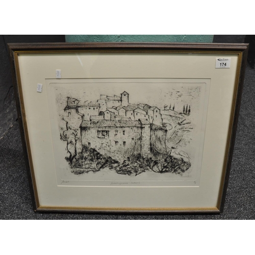 122 - After Andre Bicat, 'Bocchignano, Sabino', an Italian mountain village, limited edition etching no 2/... 