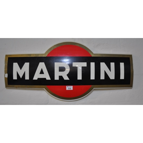 113 - Coloured plastic Martini advertising sign. 80 cm wide approx.
(B.P. 21% + VAT)