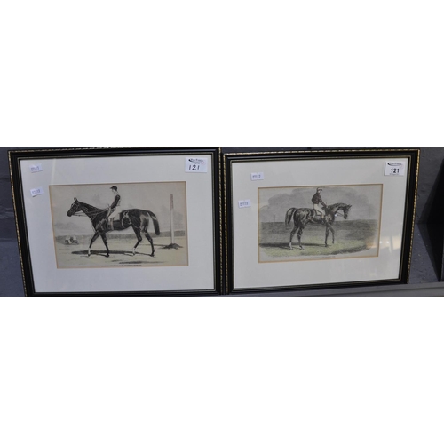 121 - Two similar horse racing prints 'Vengeance, the winner of the Cesarewitch Stakes 1856', and 'Woolwic... 