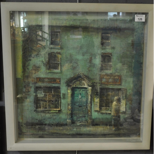 126 - Attributed to A.D. Forbes, The Corran Bookshop, Laugharne. Oils. Indistinctly signed. Framed and gla... 