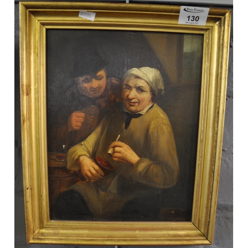 130 - Dutch School (19th century) Topers in a dark interior. Oils on board, framed. 27 x 21 cm approx.
(B.... 