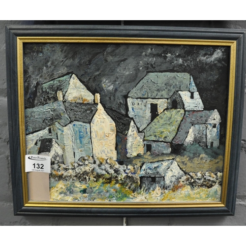 132 - Valerie Batson, 'Farm Buildings'. Acrylic on board, framed. 23 x 29 cm approx.
(B.P. 21% + VAT)