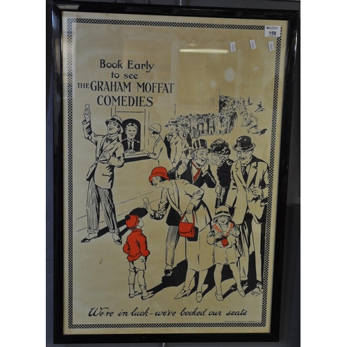 158 - After Chas Willis, framed advertising poster 'Book Early to See the Graham Moffat Comedies'. Marked ... 