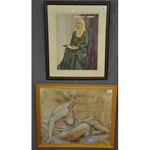 165 - D E Hammersley, Portrait of a woman in pastels, signed. 44 x 32 cm approx. With Barbara Hutchby, nud... 
