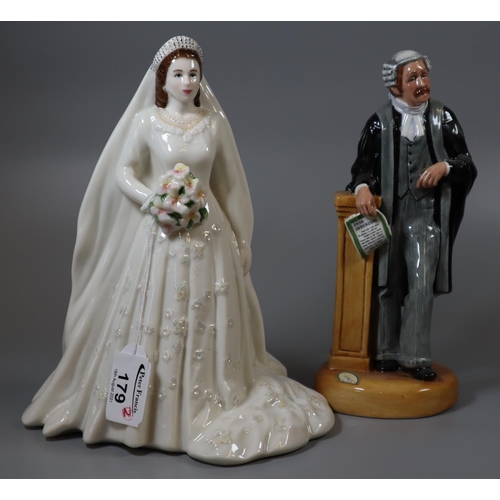 179 - Royal Doulton HN3041 The Lawyer figurines, together with a Royal Worcester Her Majesty Queen Elizabe... 