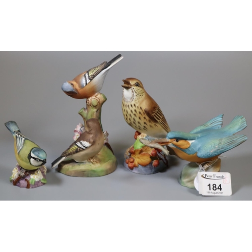 184 - Collection of Royal Worcester bone china bird figures and groups to include; 3235 Kingfisher, 3234 T... 