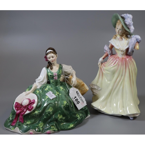 186 - Royal Doulton bone china figurine 'Elyse' HN2474, together with another Royal Doulton bone china fig... 