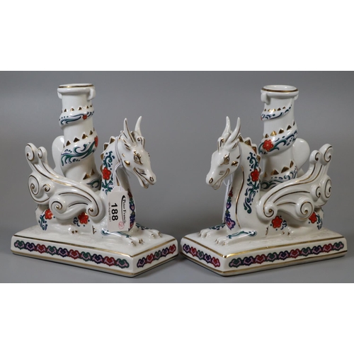 188 - Pair of 'The Imperial Dragons of Heaven and Earth' porcelain candlesticks. (2)
(B.P. 21% + VAT)