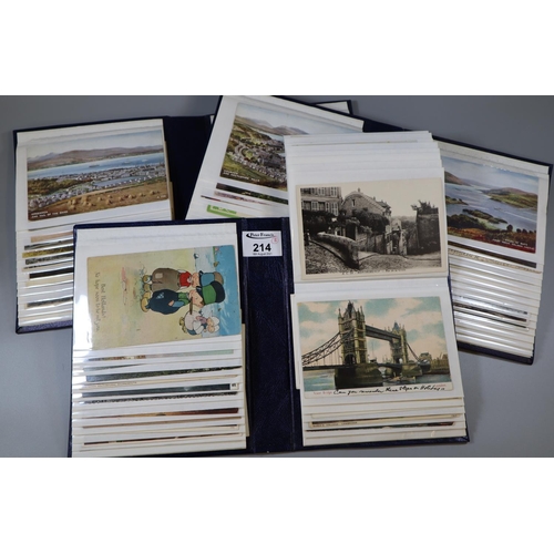 214 - Three albums of various postcards to include topographical, Welsh interest including Llangollen, hum... 