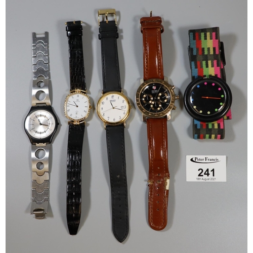 241 - Bag of assorted watches to particularly include Swatch and Zeitner Arctica.
(B.P. 21% + VAT)