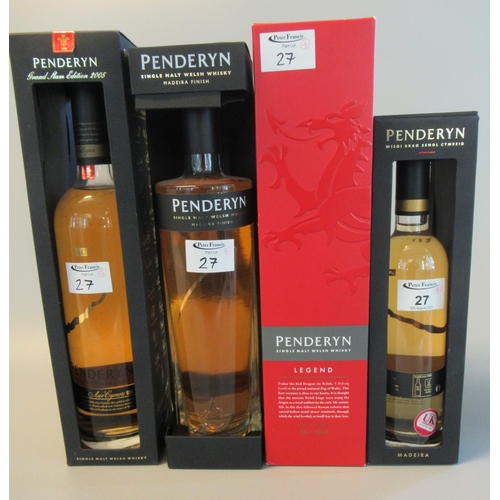 27 - Collection of Penderyn whiskies to include; Legend, Grand Slam edition 2005, Madeira and Madeira fin... 