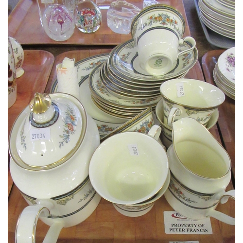 302 - Tray of Minton 'Stanwood' fine English bone china tea and dinnerware items to include; teapot, teacu... 