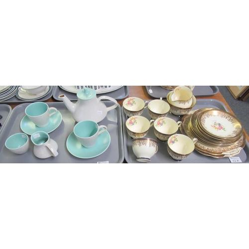 327 - Two trays of china; one with a Poole pottery 7 piece part teaset including teapot and the other with... 