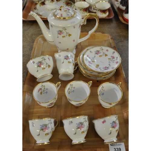 339 - Royal Stafford fine bone china coffee set 'Violets-Pompadour' pattern, wild flowers on a cream groun... 