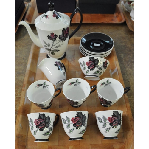 341 - Royal Albert 'Masquerade' coffee set comprising: coffee pot, six cups and saucers, jug and bowl.
(B.... 