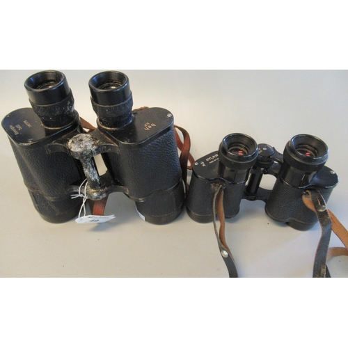49 - Pair of German 7 x 50 binoculars marked BEH/KF, 382370 in carrying case. Together with a pair of Rus... 
