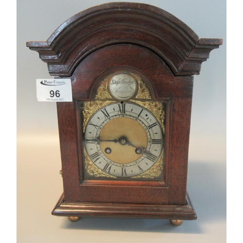 96 - 18th Century design mahogany cased bracket clock, the face marked 'Extop R Tucker London', replaceme... 