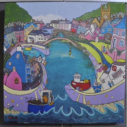 132 - After Helen Elliott (contemporary Welsh), 'Aberaeron, all the nice girls (love a sailor!)', limited ... 