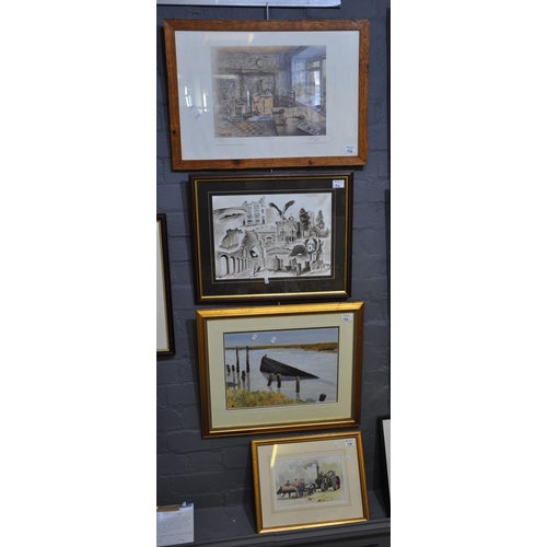 136 - After Geoff Scott, 'The Empty Chair', limited edition coloured print, signed in pencil by the artist... 