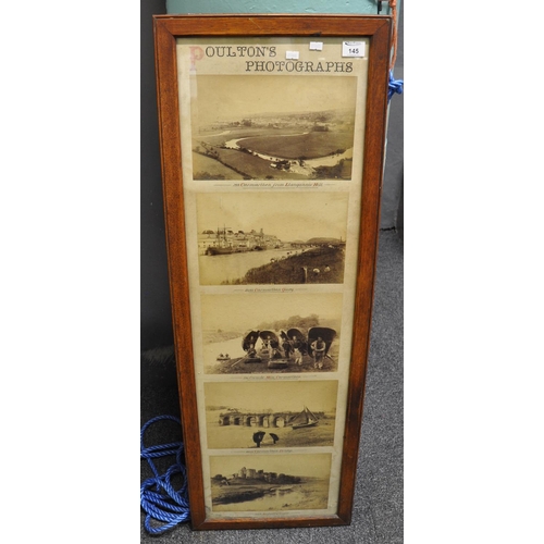 145 - Framed panel marked 'Poulton's Photographs' and featuring no. 288 Carmarthen from Llangunnor hill, 1... 