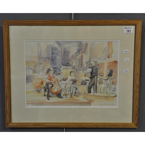 161 - Elizabeth Haines, orchestra study, signed, watercolours. 27 x 37cm approx. Framed and glazed. 
(B.P.... 