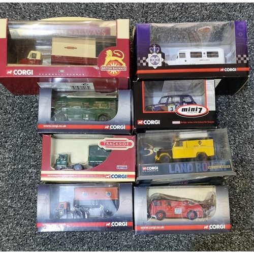 105 - Box of eight Corgi Diecast model vehicles all in original boxes to include Scammell Scarab Track-sid... 