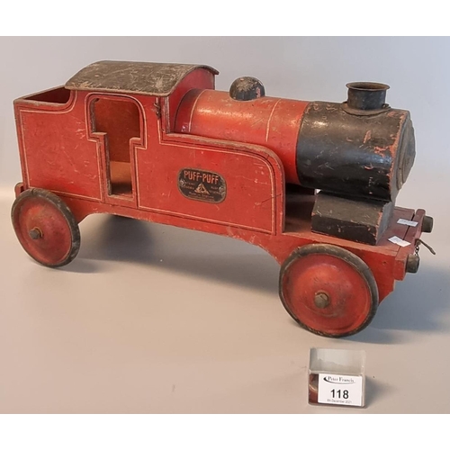 118 - Tri-ang wooden Puff-Puff pull-along train, mid century.
(B.P. 21% + VAT)