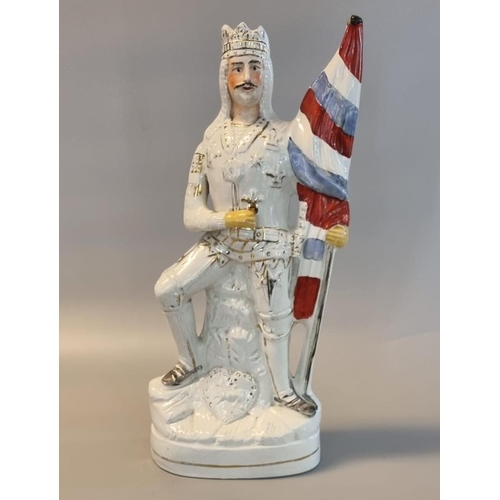 61 - 19th century Staffordshire pottery portrait figure, probably representing a theatrical Richard III w... 