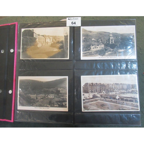 64 - Postcard collection in pink album; topographical, humorous, actresses, military etc, including a goo... 