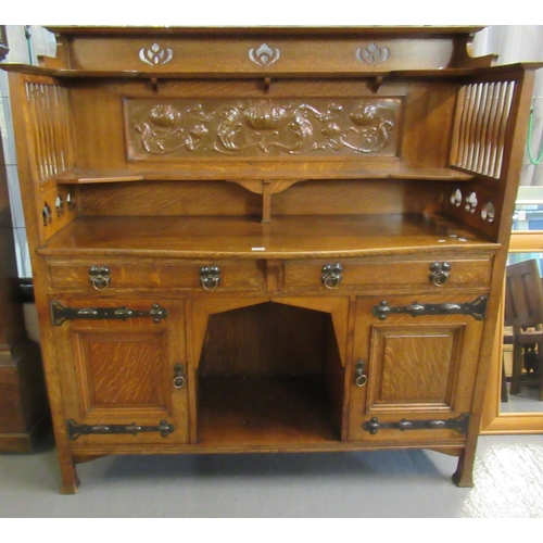 659 - Good quality oak Art Nouveau design sideboard by Shapland & Petter. 154 x 58 x 163cm approx. 
(B.P. ... 