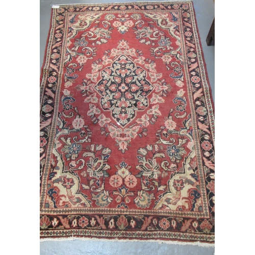 686 - Middle Eastern design Mahal carpet on a pink ground decorated with geometric designs, flowers, folia... 