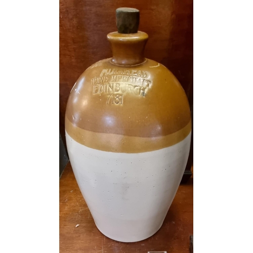 97 - Scottish large stone ware flagon marked Muirhead Wine Merchants Edinburgh no. 7181. Makers mark A W ... 