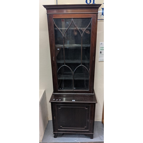 641 - Early 20th Century mahogany single display cabinet with astragal glazing bars, four shelves to the i... 