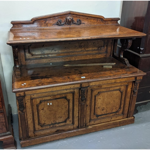 650 - 19th Century pollard oak buffet, the gallery top with moulded classical foliate decoration above a m... 