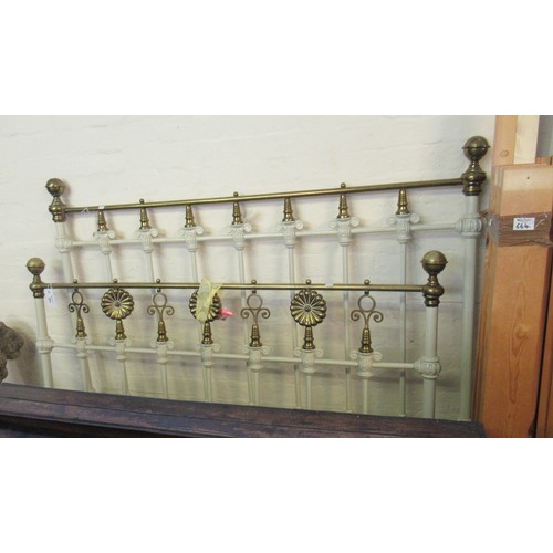 664 - Victorian style brass and cast iron double bed ends with slats etc. 
(B.P. 21% + VAT)