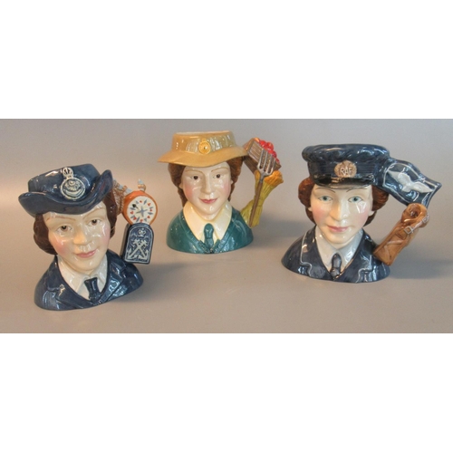 88 - Three Royal Doulton character jugs to include; 'Women's Royal Naval Service' D7208, 'Women's Land Ar... 